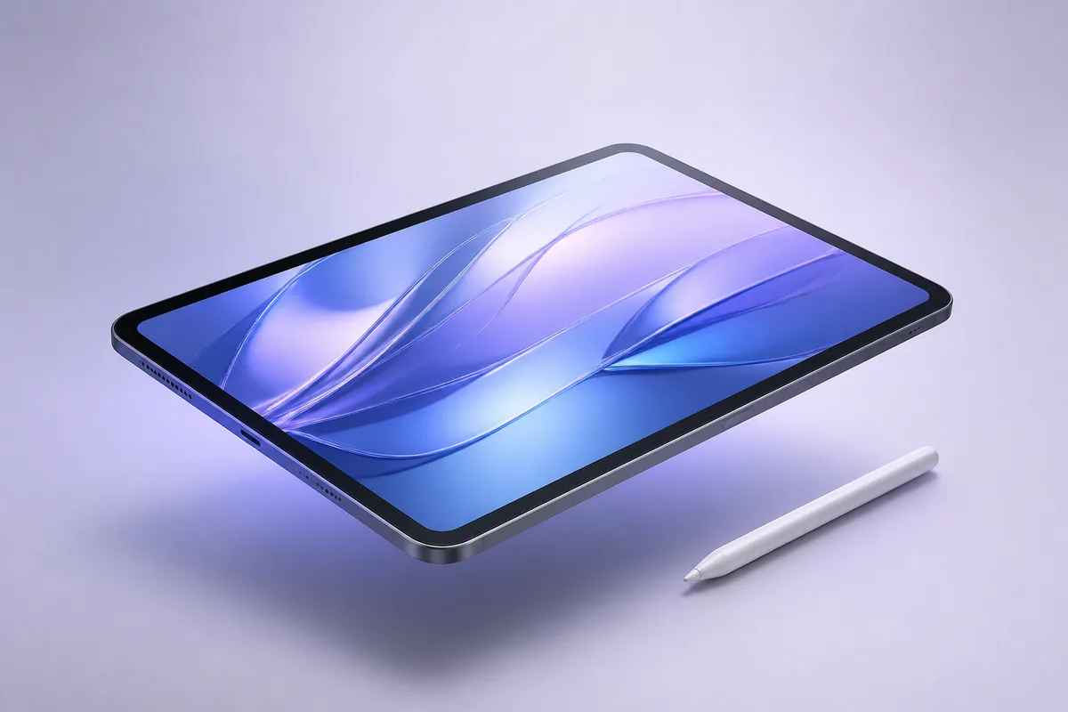 Tablet premium com caneta em estúdio